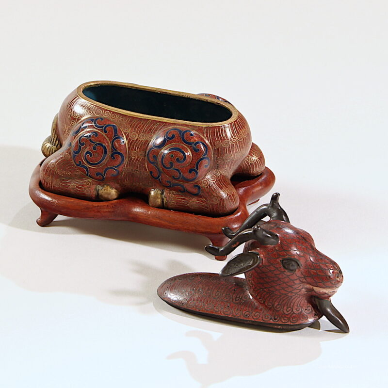 Pair of Chinese Cloisonne Enamel Sheep - Image 3