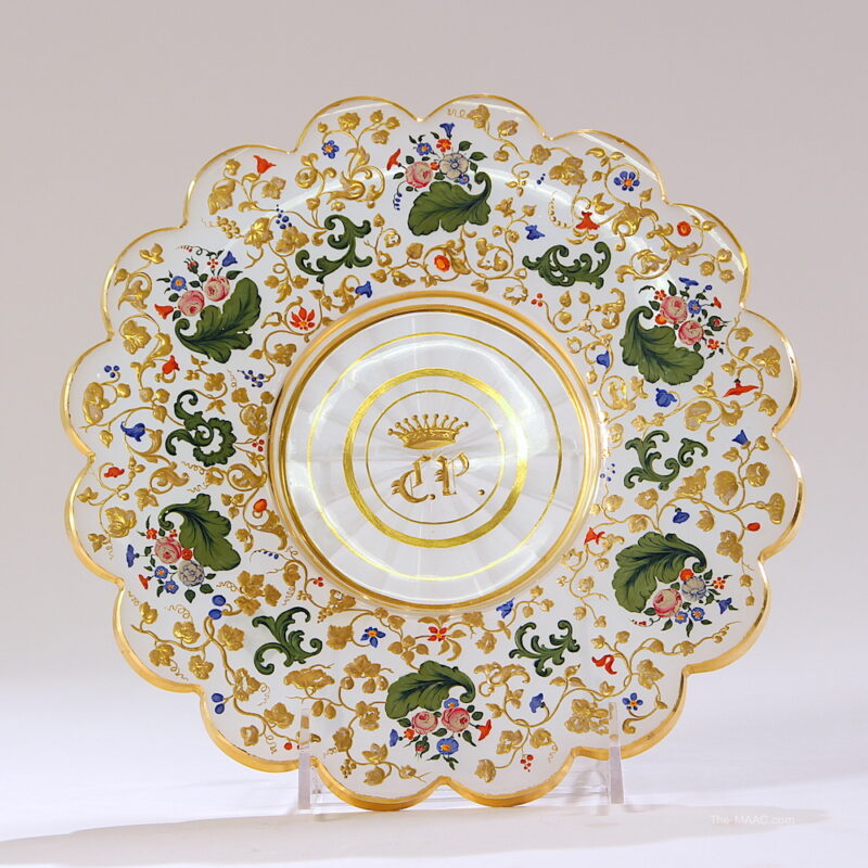 Opaline Glass and Enamel Dish