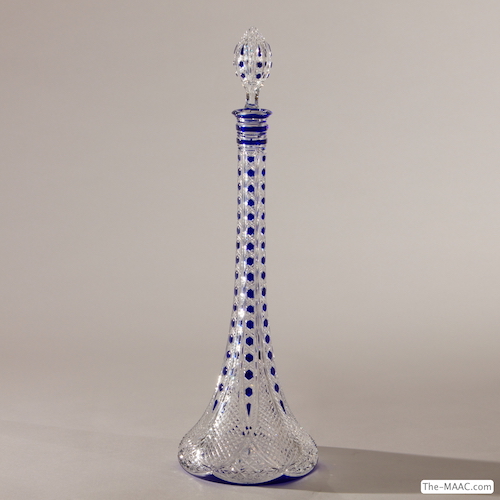 Highly limited edition–only 90 pieces produced. Fine crystal, cobalt overlay, France, 1993.