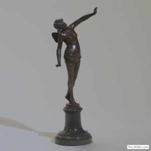Bronze Sculpture of Winged Woman. Beautiful 19th century figure of winged woman signed Rosse 94. Bronze, marble based, France, 1894.