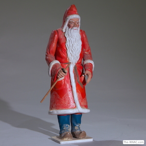 Large Santa Claus, with articulated arms, made by Petitcolon. Celluloid, France, 1925.