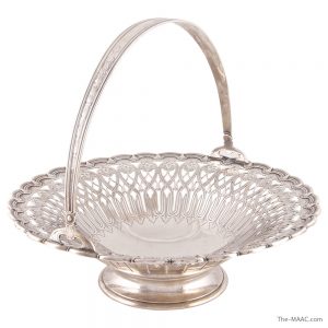 Tiffany sterling silver handled basket with pierced decoration, American, c. 1920.