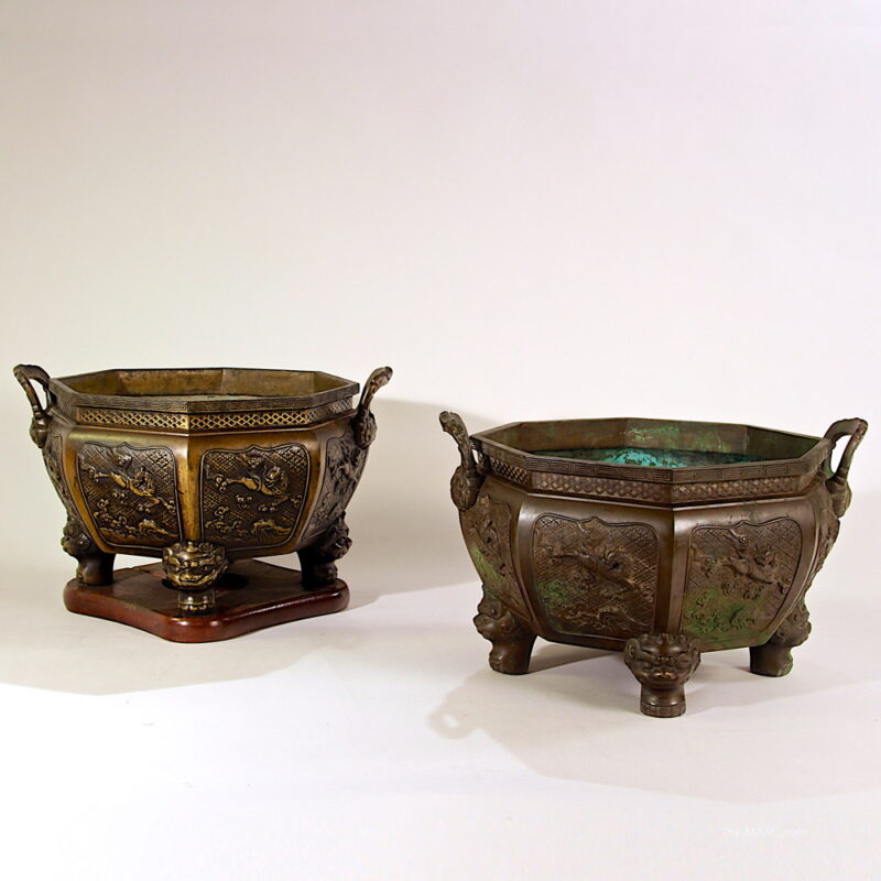 Pair of 19th Century Bronze Planters