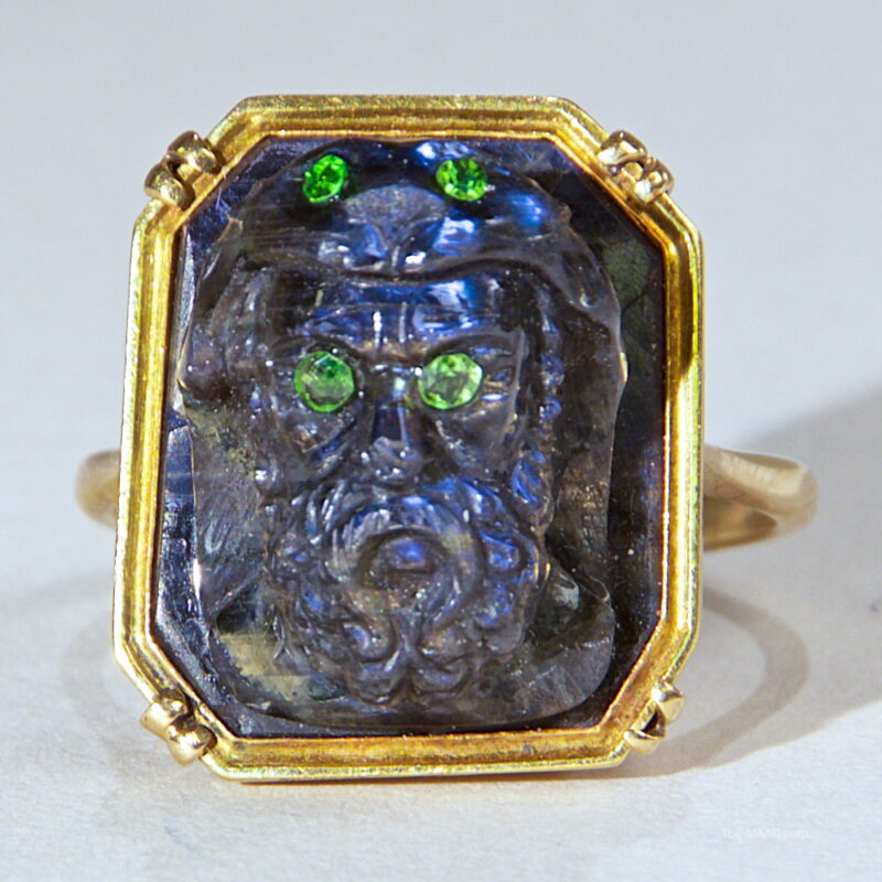 Labradorite and Demantoid Garnet Cameo of Hercules and the Nubian Lion - Image 2