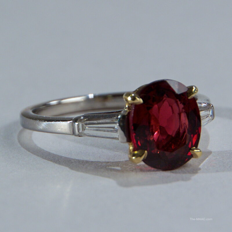 Red Spinel and Diamond Ring