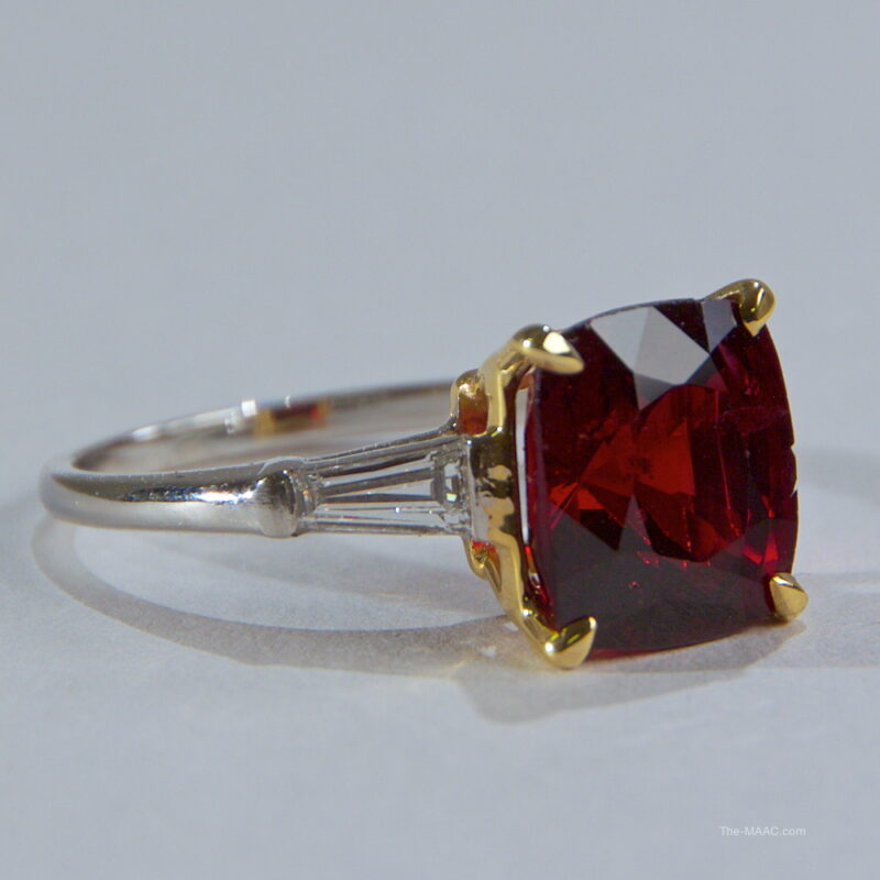 Red Spinel and Diamond Ring