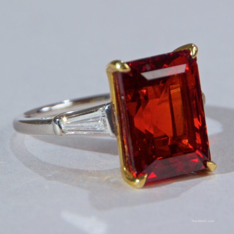 Natural Spessartite Garnet and Diamond Ring