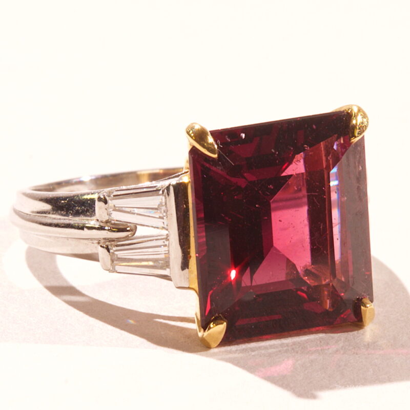 Natural Red Spinel and Diamond Ring