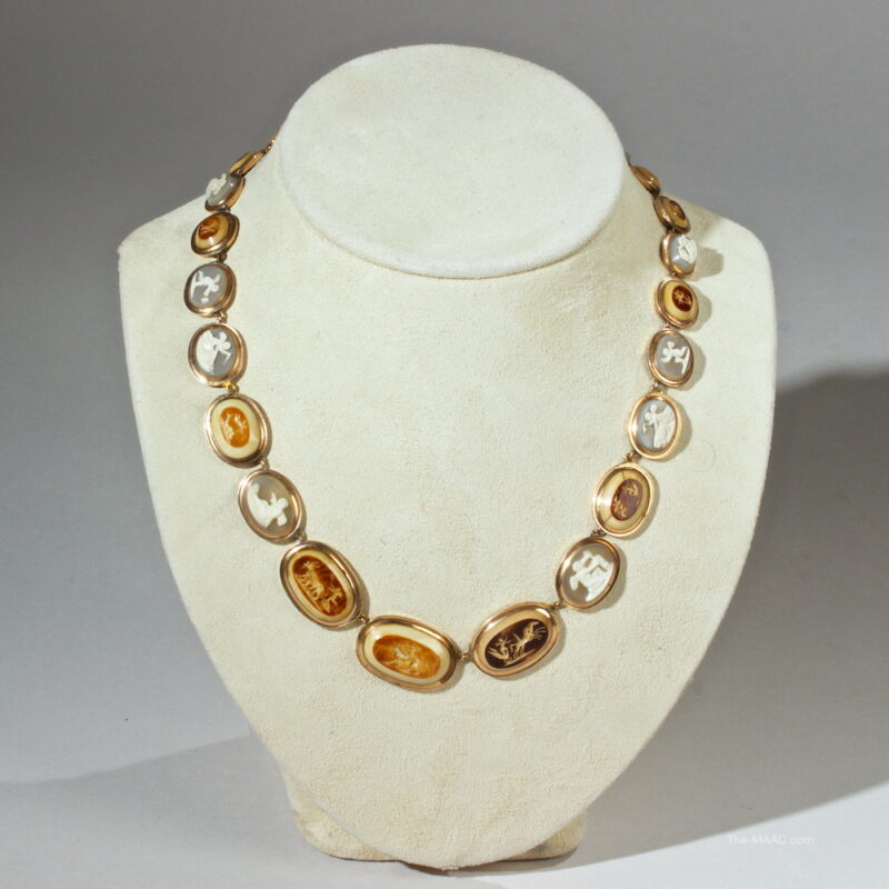 Antique Hardstone Intaglio and Cameo Necklace