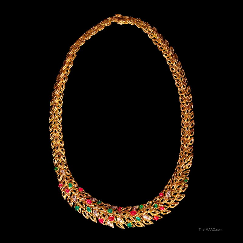 Van Cleef and Arpels Gold and Multigem Necklace