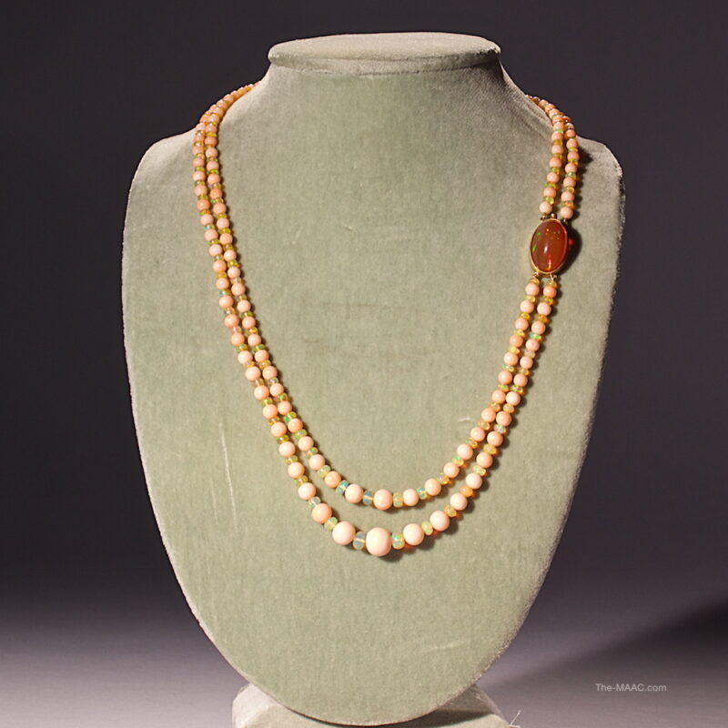 Angel Skin Coral and Fire Opal Beaded Necklace