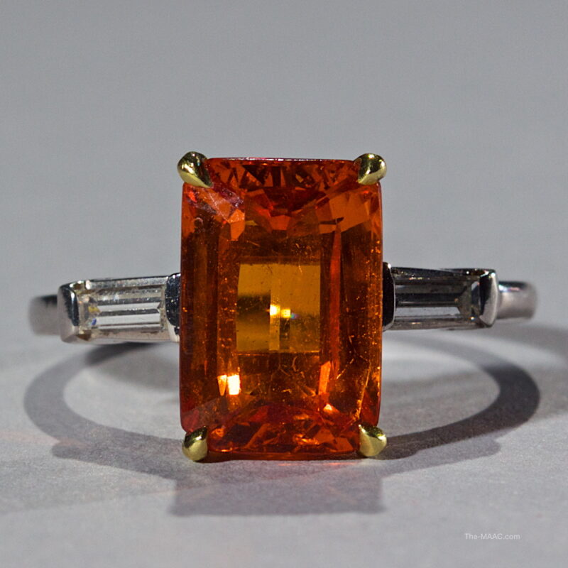 Natural Mandarin Garnet and Diamond Ring - Image 2