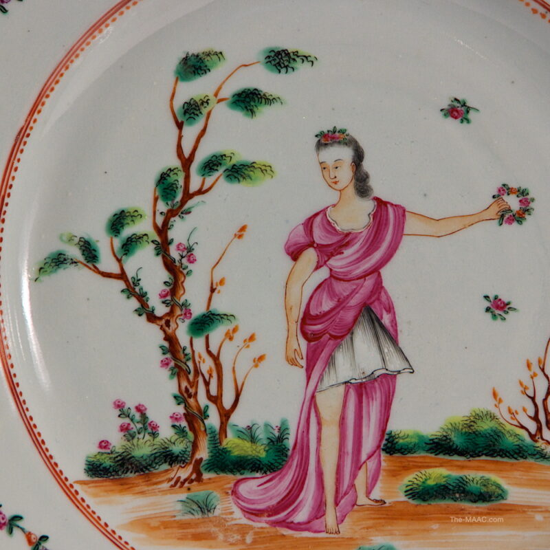 Pair of Chinese Export Plates with Figure of Flora - Image 2