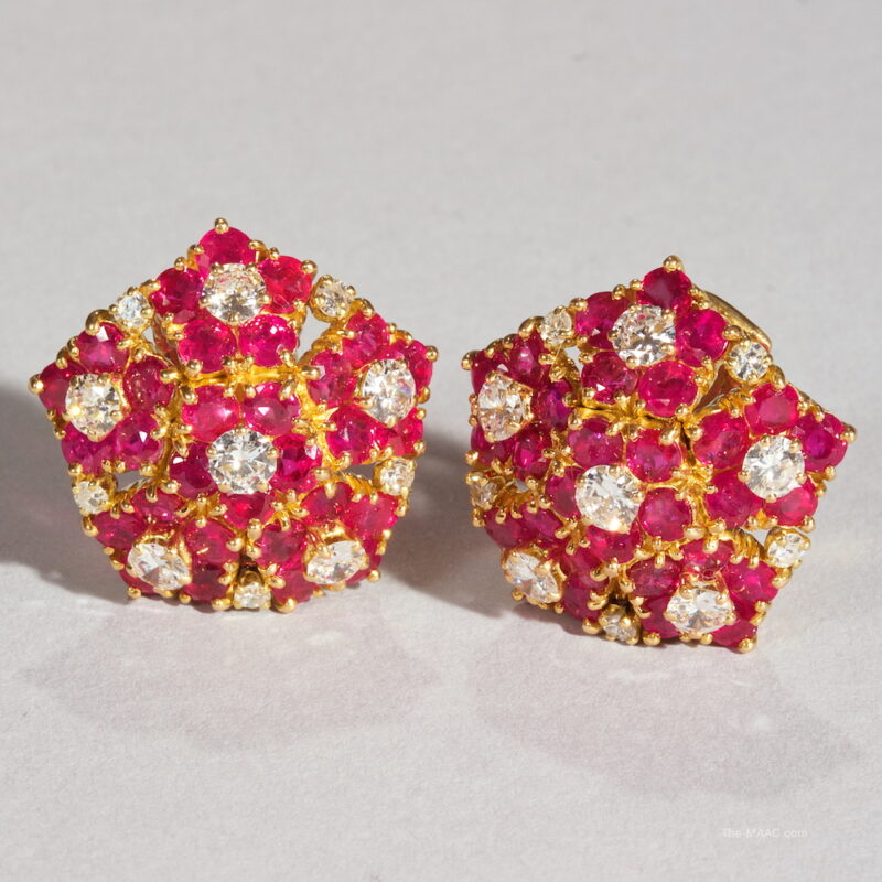French Ruby and Diamond Earrings