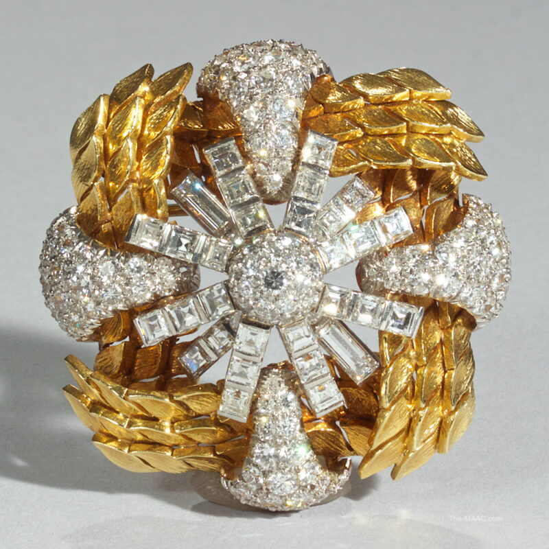 Diamond, 18K Gold and Platinum Brooch