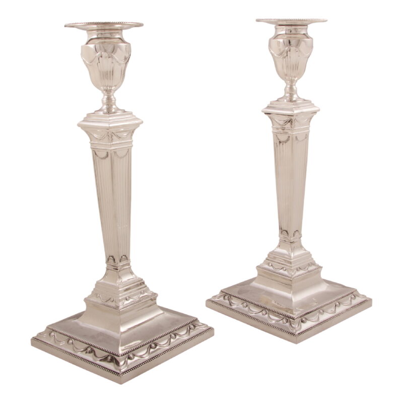 Two Pairs of Tiffany Sterling Silver Candlesticks