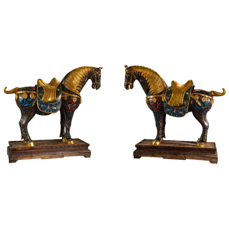 Pair of Cloisonne Horses