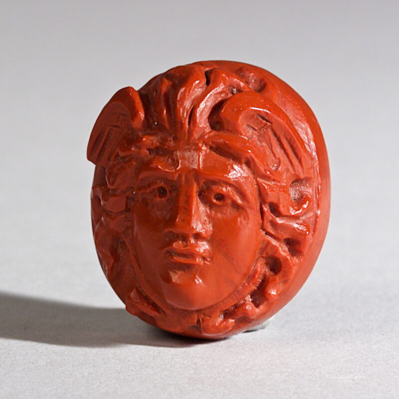 Antique Jasper Medusa Stone Carving