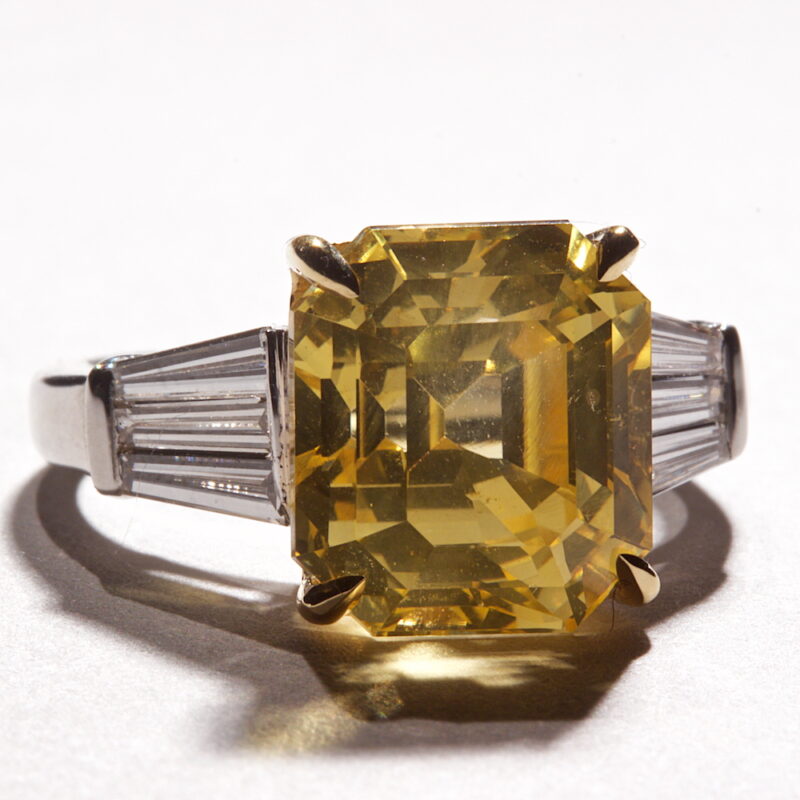 Vivid Yellow Sapphire and Diamond Ring - Image 2
