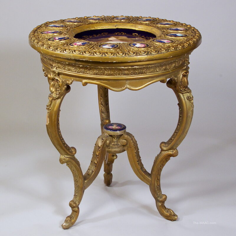 Pair of French Gilt Wood and Porcelain Parlor Tables