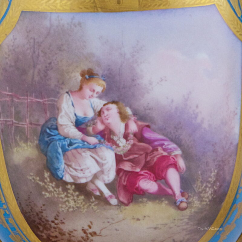 Pair of Sevres Style Gilt Bronze Porcelain Vases - Image 3