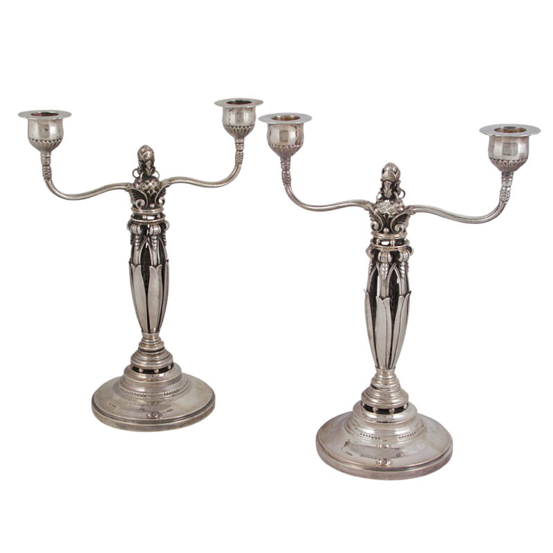 Pair of Georg Jensen Two Light Candelabra