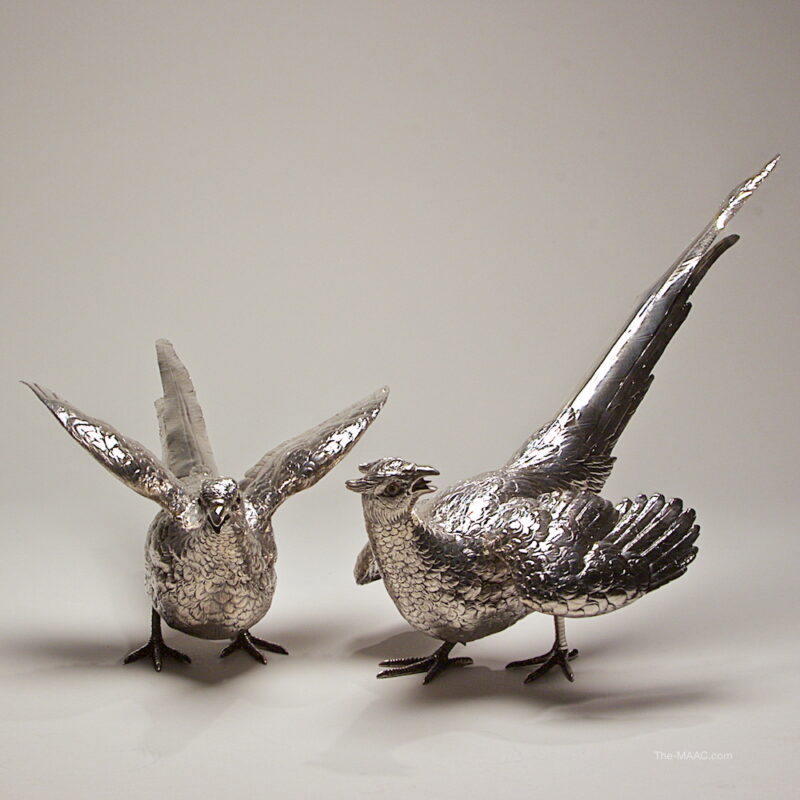 Pair of Sterling Silver Pheasants