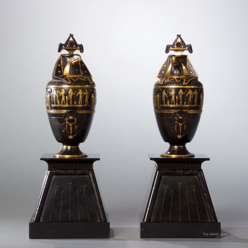 Egyptian Revival Covered Vases - Alexander's Antiques - Gallery 43 & 85 at at the Manhattan Art & Antiques Center - (Baltimore Art, Antique & Jewelry Show) 