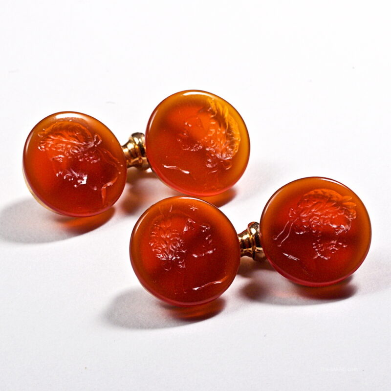 Portrait Carnelian Intaglio Cufflinks