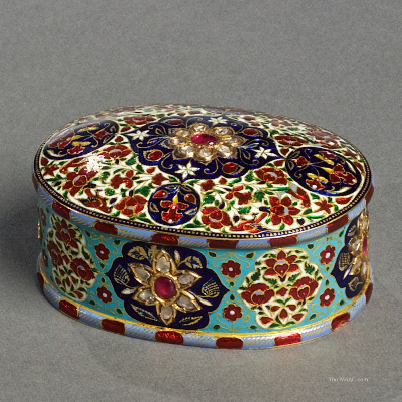 Antique Mughal Gold Enamel Box - at Joseph Saidian & Sons - Manhattan Art & Antiques Center 
