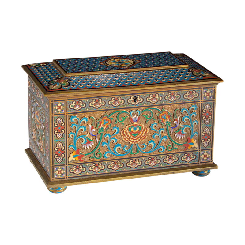 French or Russian Bronze and Enamel Box
