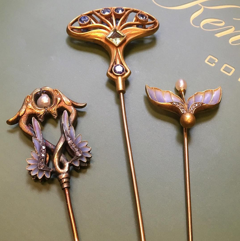 Art Nouveau French Hat Pins - Kenneth James Collection - The Manhattan & Antiques Center