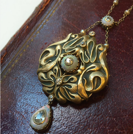  French Art Nouveau Pendant Brooch Necklace - Kenneth James Collection - at the Manhattan Art & Antiques Center  