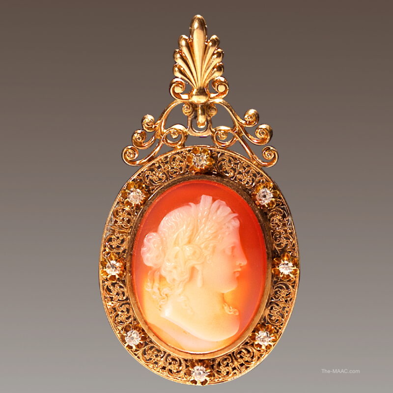 Antique Hardstone and Diamond Cameo Brooch/Pendant