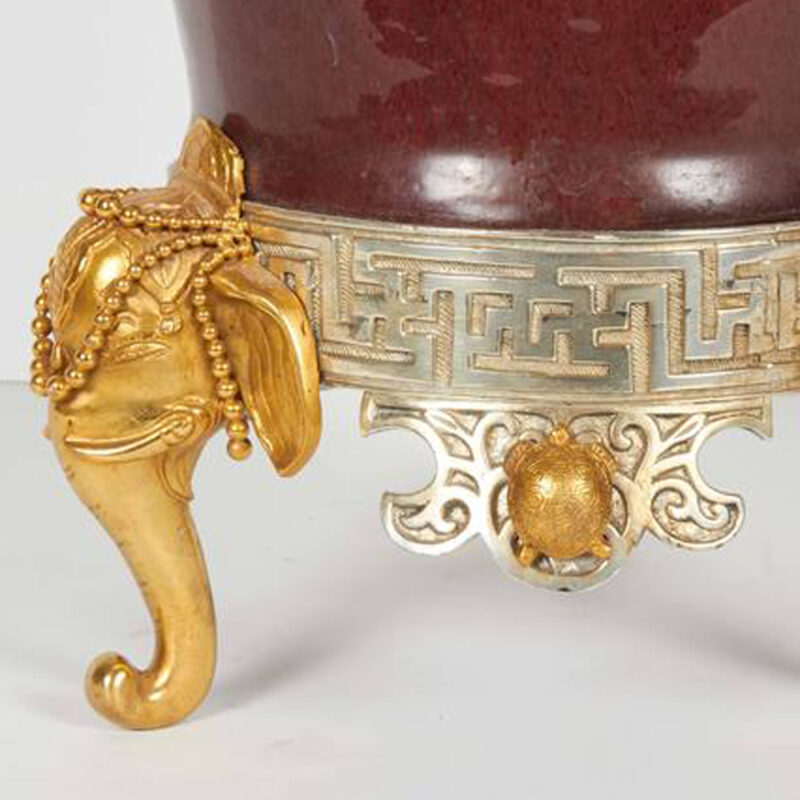 French Japonisme Ormolu-Mounted and Silvered Bronze Chinese Porcelain Vase - Image 2