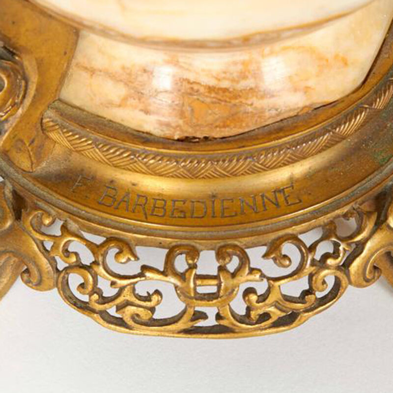 Pair of French Japonisme Ormolu and Onyx Candelabra Signed F. Barbedienne - Image 2