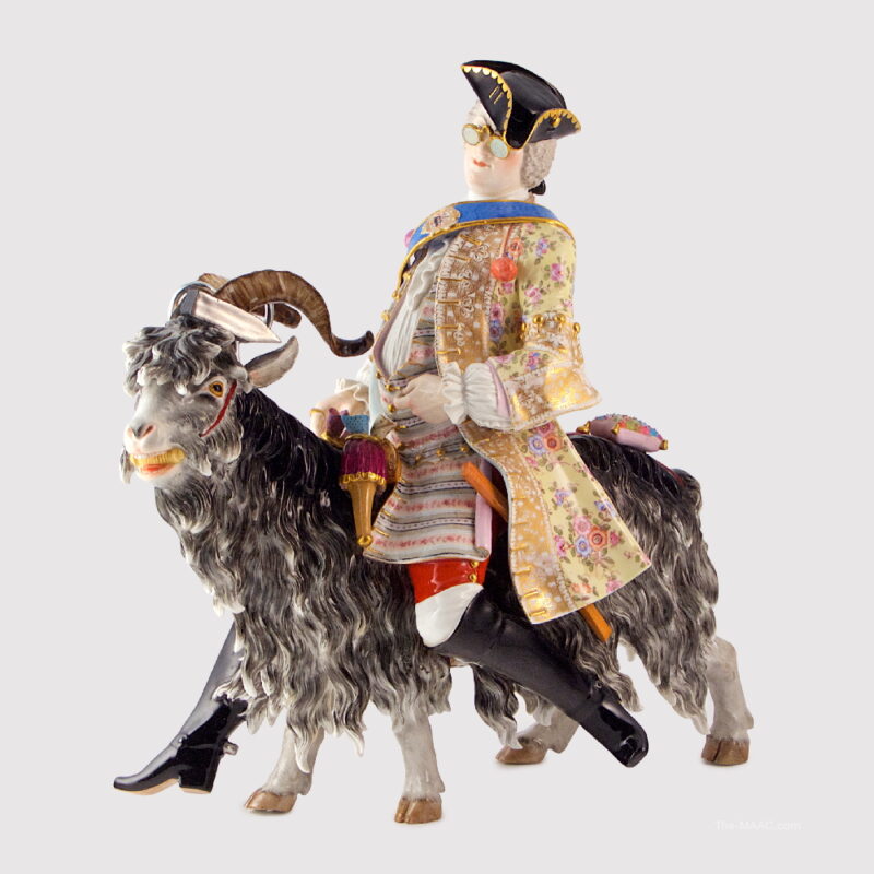 Large Meissen Porcelain Figure of a Tailor on a Goat