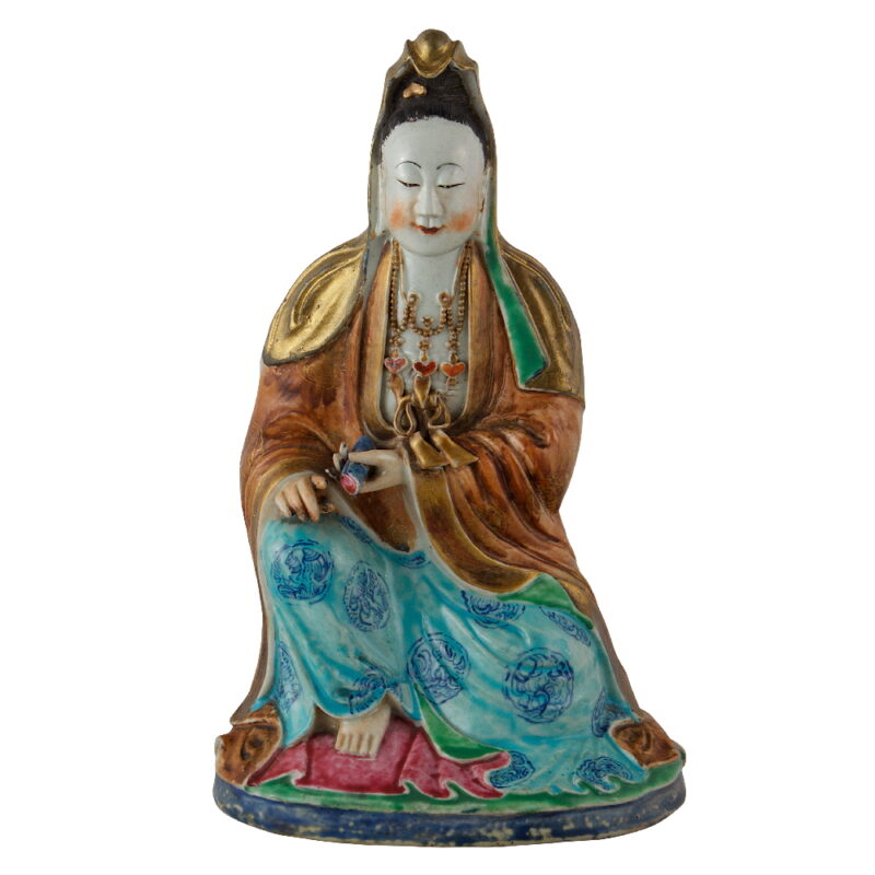 Famille Rose Porcelain Figure of Guanyin