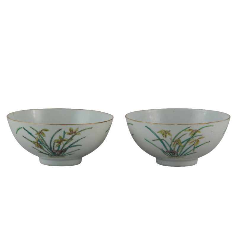 One Pair of Chinese Polychrome Bowls