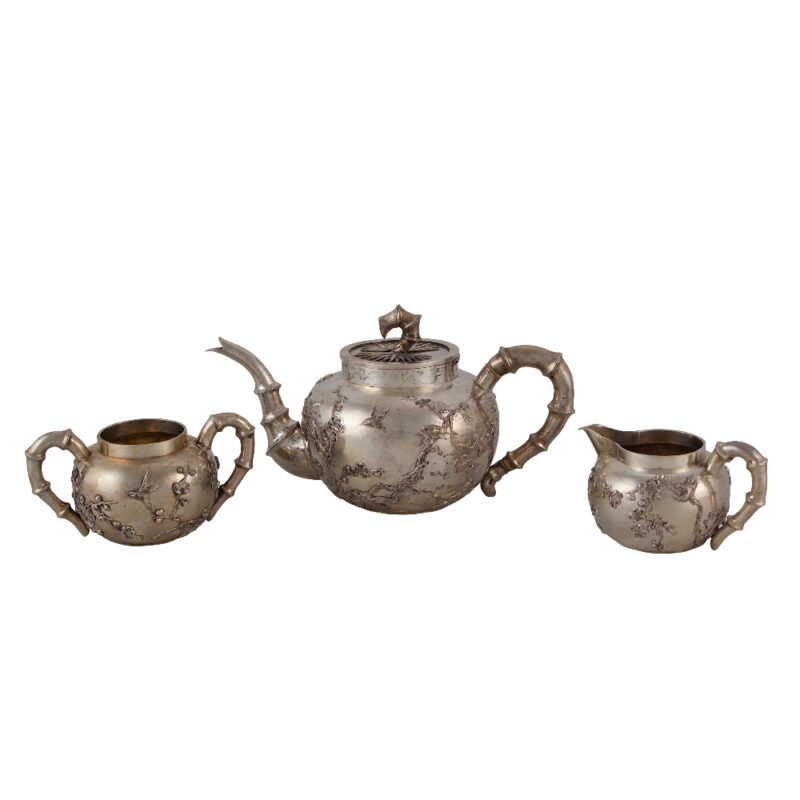 Six Piece Chinese Silver Tea Service Set