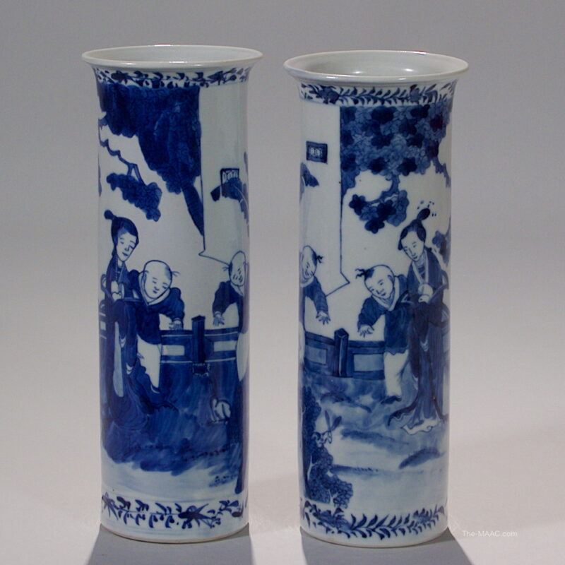 Pair of Chinese Blue and White Porcelain Vases - Image 2