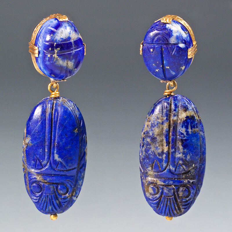Lapis and Gold Etruscan Revival Necklace, Earrings, and Ring - Image 2