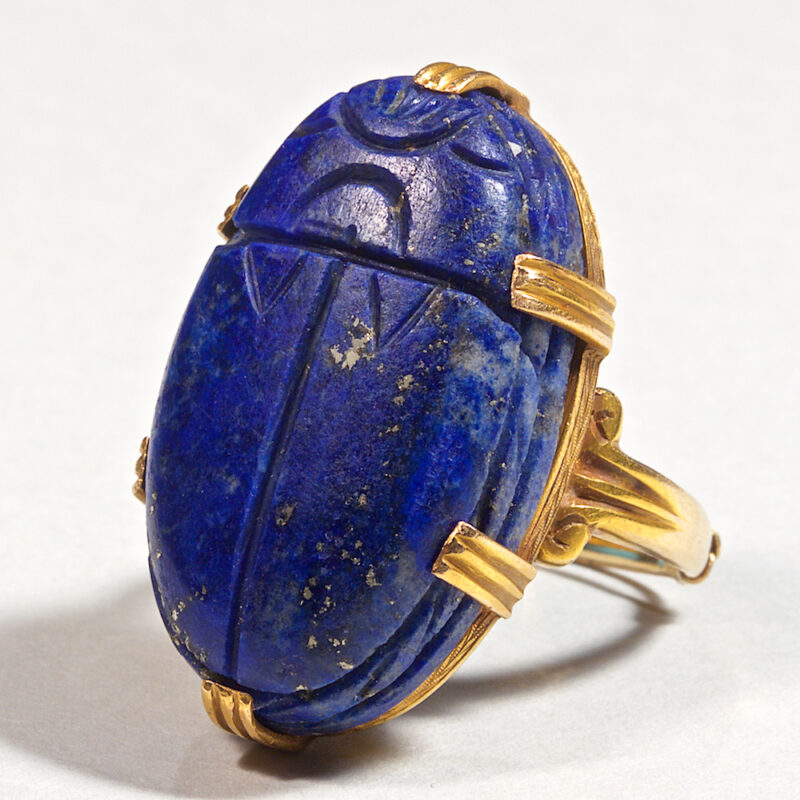 Lapis and Gold Etruscan Revival Necklace, Earrings, and Ring - Image 4