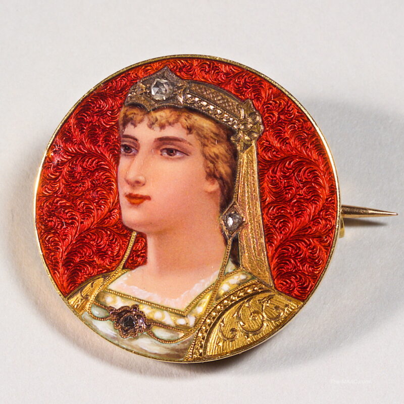 Enamel Portrait Brooch of European Lady - Image 2