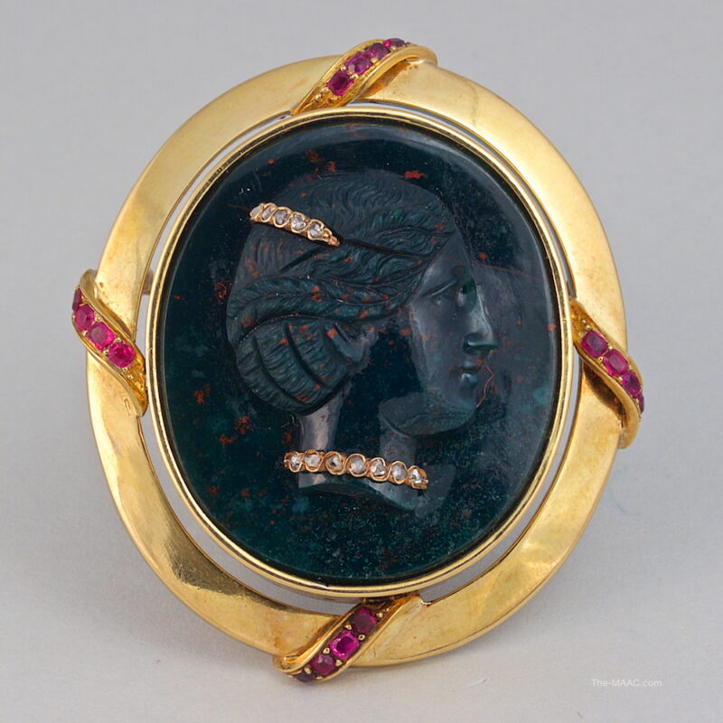 Rare Bloodstone Habille Cameo Brooch