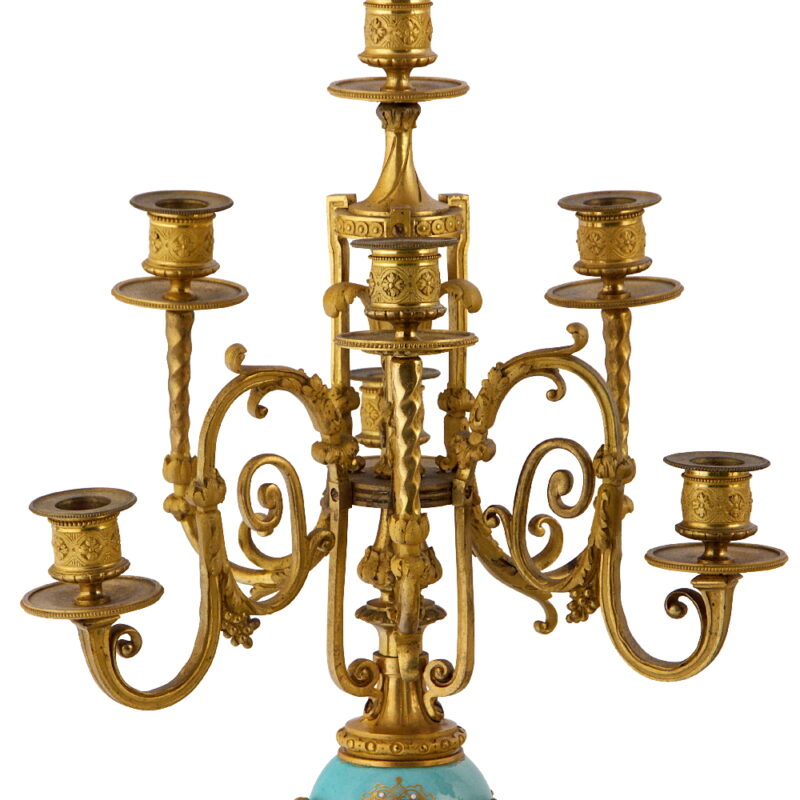 Napoleon III Sevres Porcelain and Ormolu Mounted Clockset - Image 4