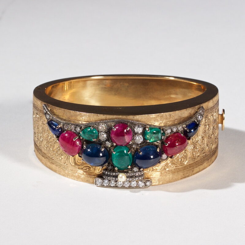Victorian Multi Gem Cuff Bracelet