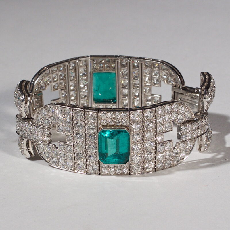 Art Deco Diamond and Emerald Bracelet