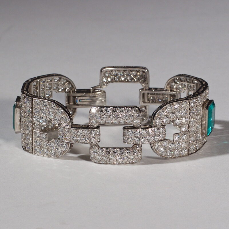 Art Deco Diamond and Emerald Bracelet - Image 2