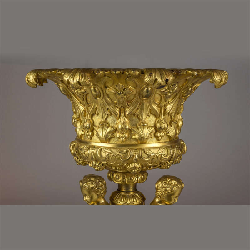 An Elaborate Pair of Figural Gilt Bronze Tazzas - Image 4